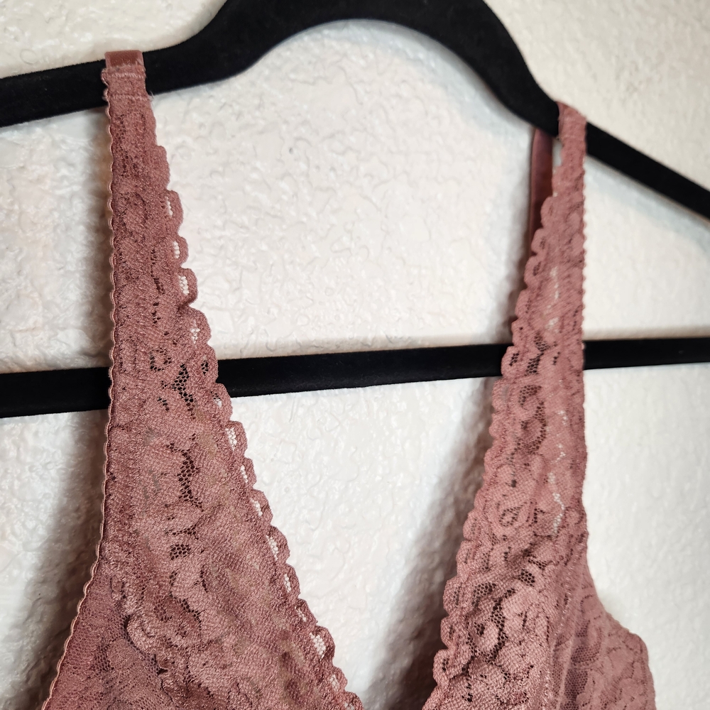 Felina Wireless Lace Bralette, Mauve Pink Size S - Picture 6 of 16